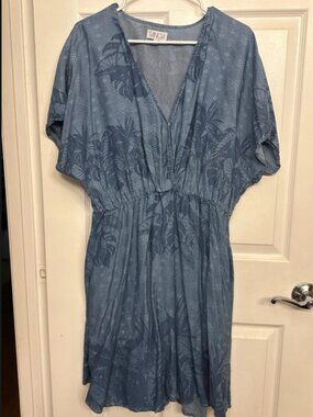 Tanoa the Aiga V-Cut Dress in the Denim/Slate Blue colorway size XL